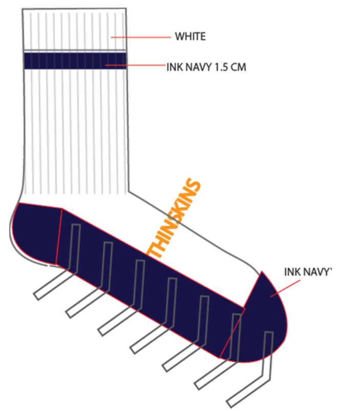 Socks - White/Navy Technical